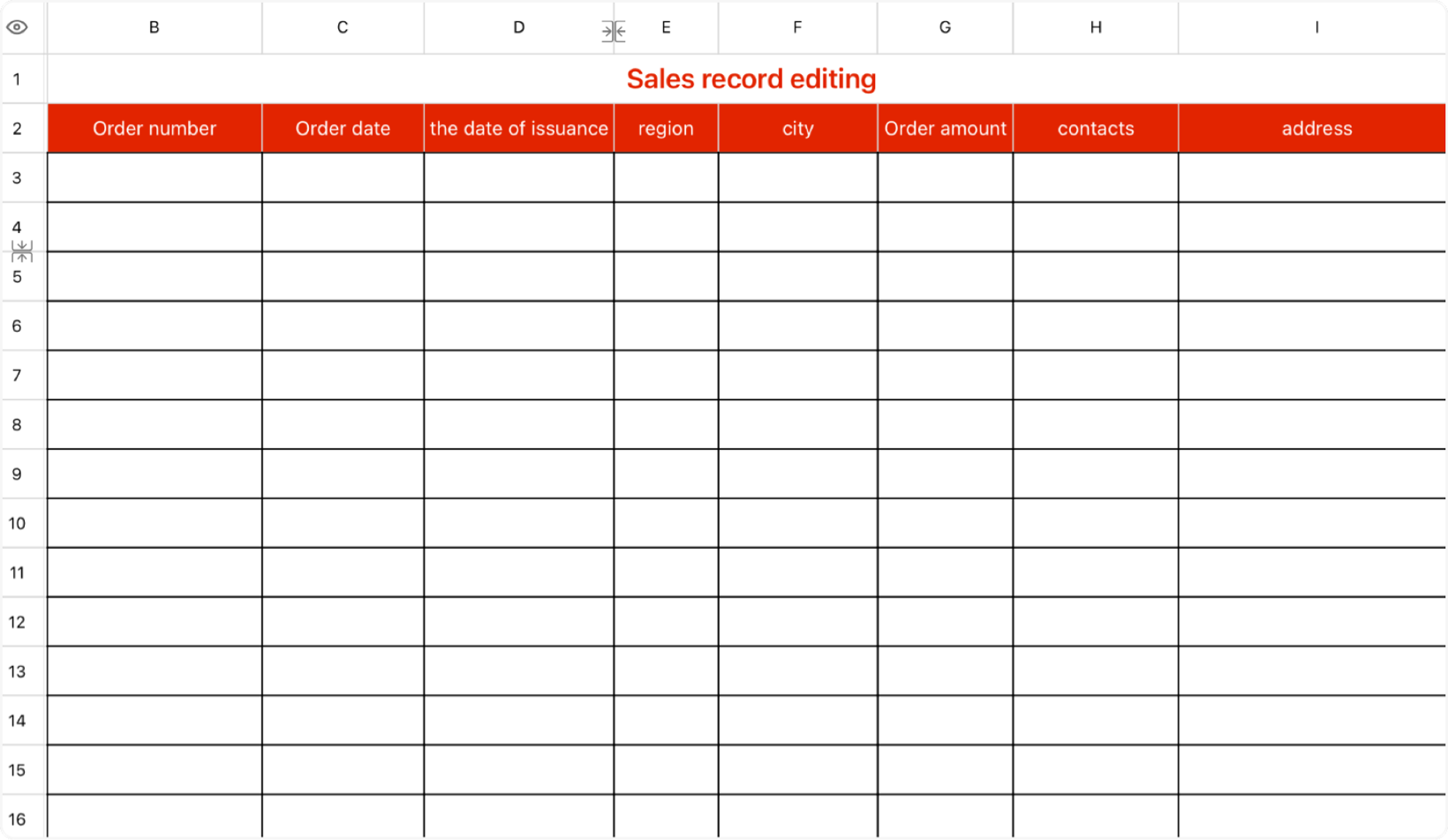 Sales record sheet editing 1